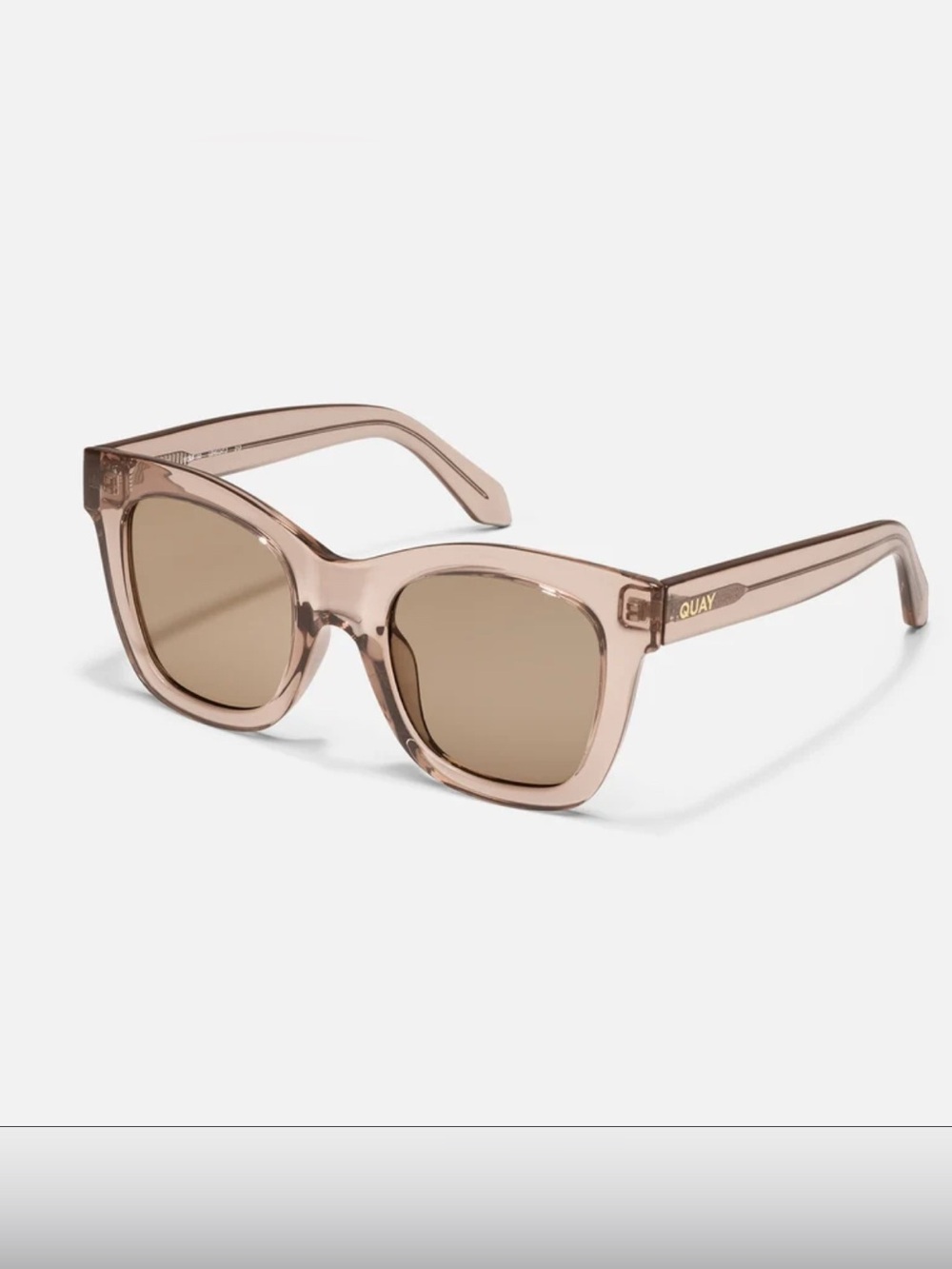 Quay Australia Blush Brown Translucent Square Sunglasses